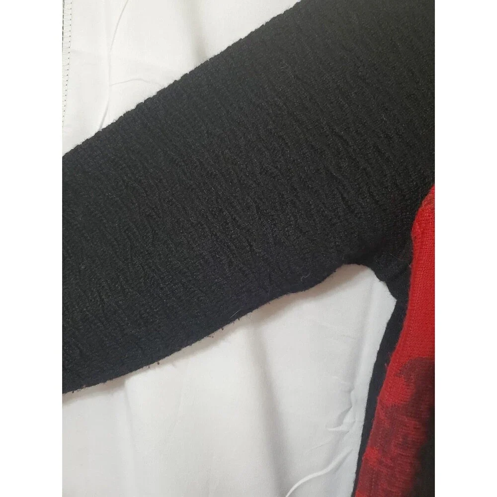 Designer Threads 100% Alpaca Drape Front Open Cardigan Size XL Red Black